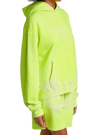 Shop Alexander Wang Garment-dye Neon Hoodie In Neon Celadine