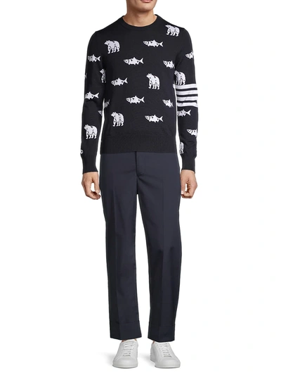 Shop Thom Browne Straight-leg Trousers In Navy