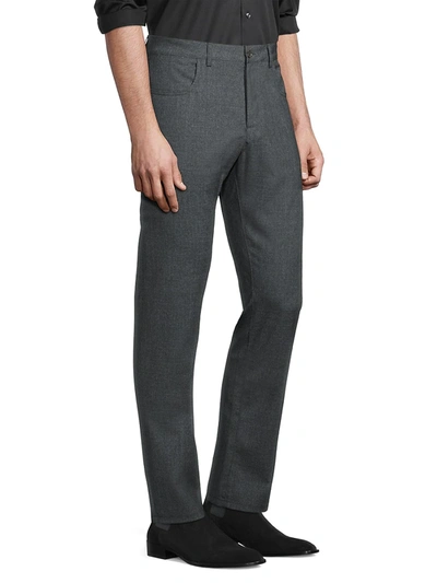 Shop Canali Men's Wool Pants In Charcoal
