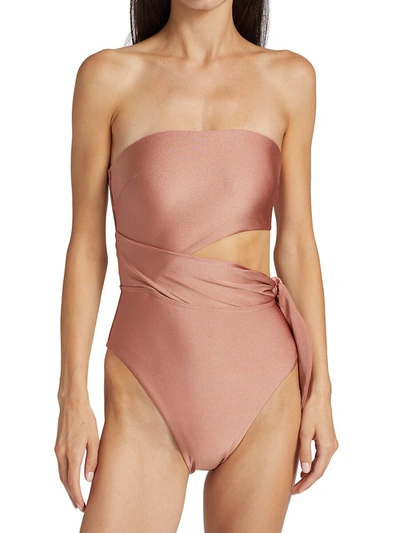 Shop Zimmermann Women's Brighton Cutout Wrap One-piece Swimsuit In Blush