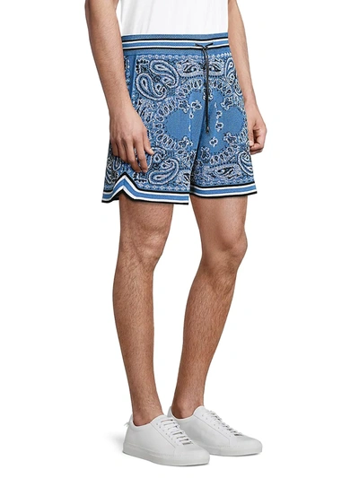 Shop Amiri Drawstring Bandana-print Shorts In Carolina Blue