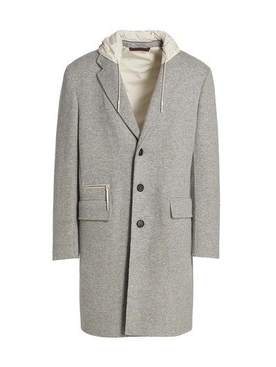 Shop Ermenegildo Zegna Cashmere-wool Jersey Overcoat In Grey