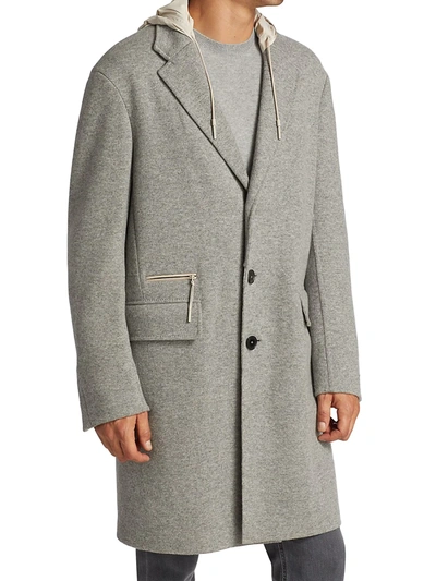 Shop Ermenegildo Zegna Cashmere-wool Jersey Overcoat In Grey