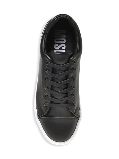 Shop Moschino Men's Leather Logo Sneakers In Nero