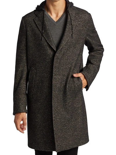 Shop Ermenegildo Zegna Textured Wool-blend Overcoat In Black