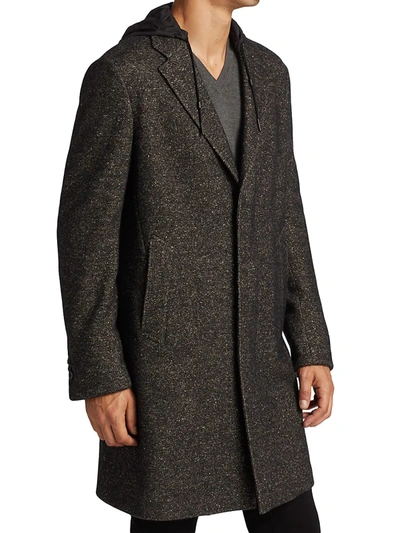 Shop Ermenegildo Zegna Textured Wool-blend Overcoat In Black