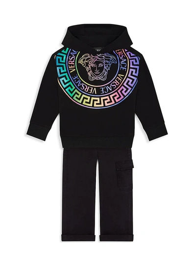 Shop Versace Little Girl's & Girl's Medusa-print Hoodie In Black Multi