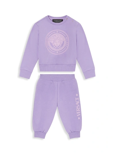 Shop Versace Baby's & Little Kid's 2-piece Medusa-print Sweatshirt & Pants Set In Lilac