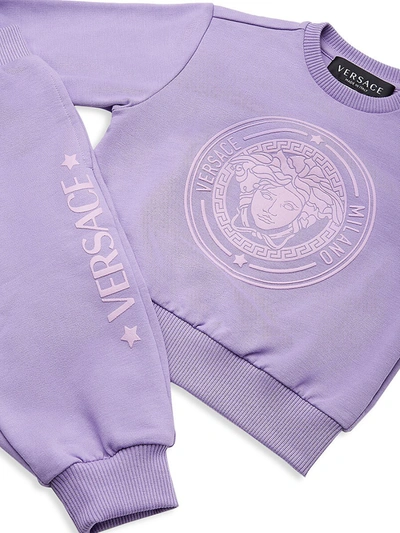 Shop Versace Baby's & Little Kid's 2-piece Medusa-print Sweatshirt & Pants Set In Lilac