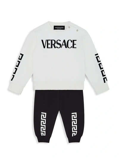 Shop Versace Baby's & Little Boy's Logo-print Sweatshirt In White Black