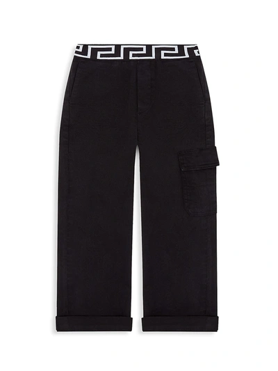 Shop Versace Little Boy's & Boy's Casual Cotton Pants In Black White