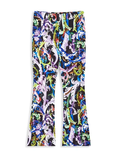 Shop Versace Little Girl's & Girl's Baroccoflage Print Flare Pants In Black Multi
