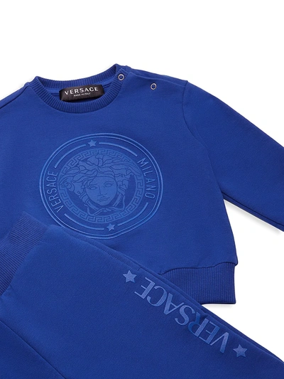 Shop Versace Baby's & Little Kid's 2-piece Medusa Print Sweatshirt & Pants Set In Blue