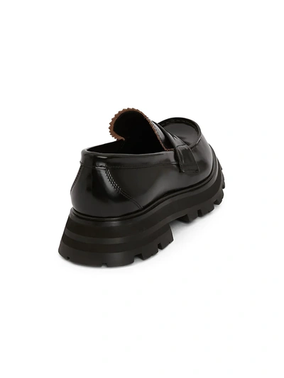Shop Alexander Mcqueen Wander Leather Penny Loafers In Khaki