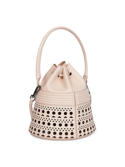Shop Ala A Leather Bucket Bag In White