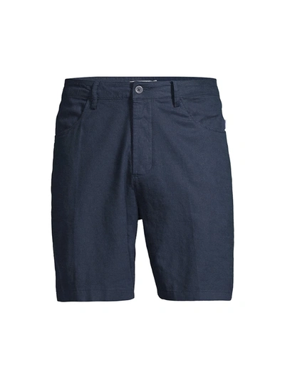 Shop Onia Stretch Linen Traveler Shorts In Deep Navy