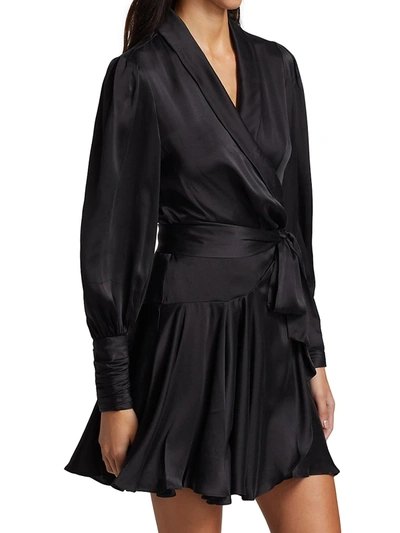 Shop Zimmermann Silk Wrap Minidress In Black