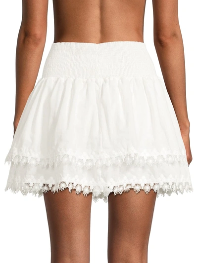 Shop Peixoto Women's Belle Smocked Tiered Miniskirt In White