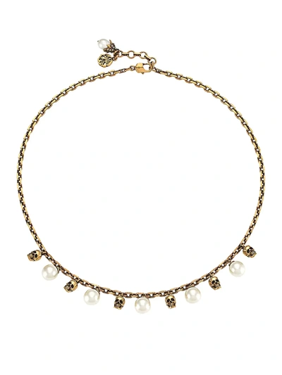 Shop Alexander Mcqueen Goldtone & Faux Pearl Chain Necklace In Mix