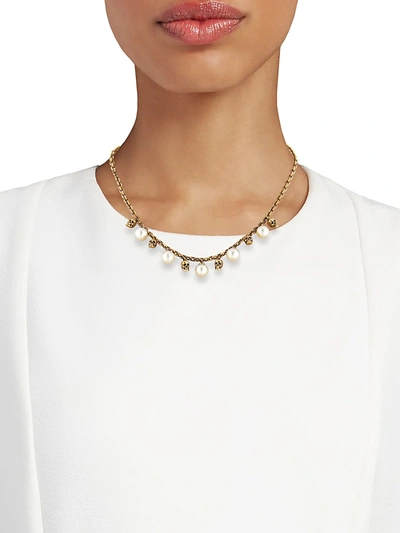 Shop Alexander Mcqueen Goldtone & Faux Pearl Chain Necklace In Mix