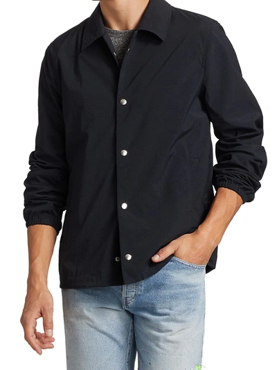 Shop John Elliott Men's Nylon Coach's Shirt Jacket In Black