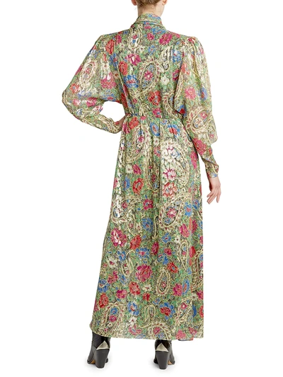 Shop Isabel Marant Nalisma Metallic Floral Dress In Green