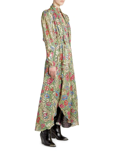 Shop Isabel Marant Nalisma Metallic Floral Dress In Green