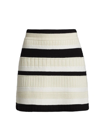 Shop Barrie Women's Striped Cashmere Mini Skirt In White Undyed Black