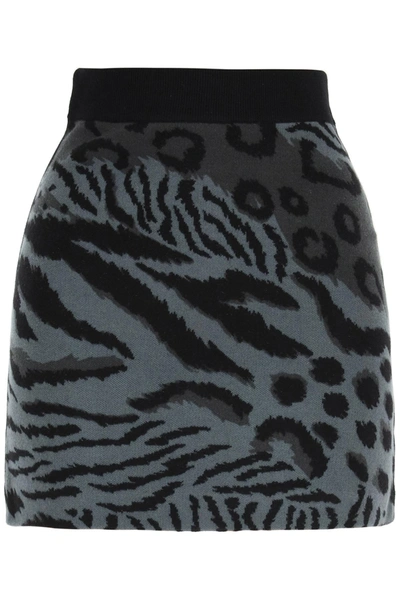 Shop Kenzo Leopard Mini Skirt In Grey