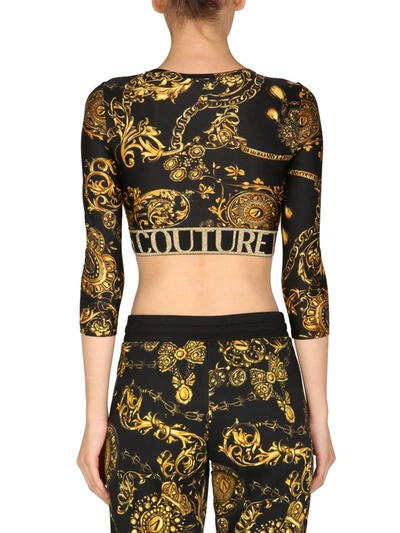 Shop Versace Jeans Couture Short Top With Bijoux Baroque Print In Multicolour