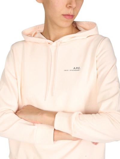 Shop Apc Sweatshirt With Logo Print In Pink