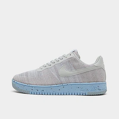 Shop Nike Men's Air Force 1 Crater Flyknit Casual Shoes In White/black/chambray/blue/volt