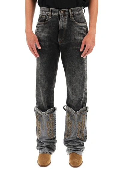 Y Project Jeans With Cowboy Hems In Black