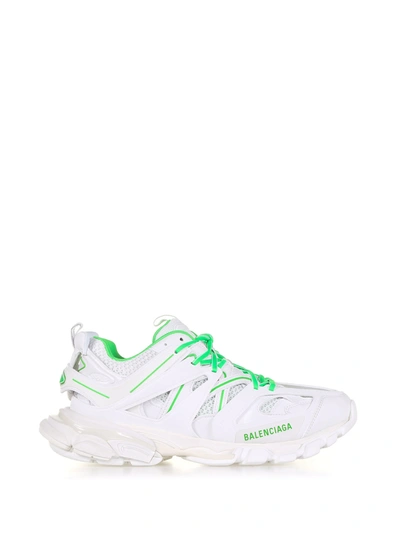 Shop Balenciaga Track Sneakers In White Fluo Green