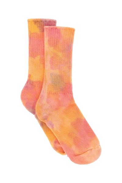 Shop Collina Strada Tie-dye Organic Cotton Socks In Desert (orange)