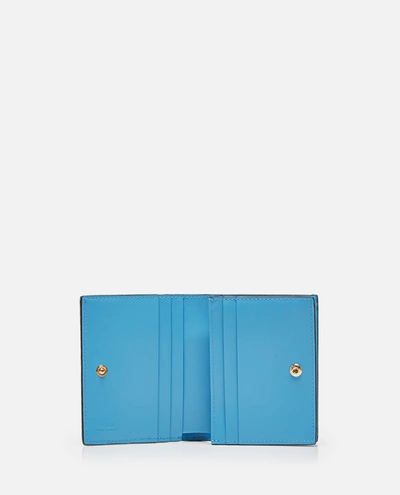 Shop Fendi Leather Wallet With Multicolor Fish-eye Logo In Blue
