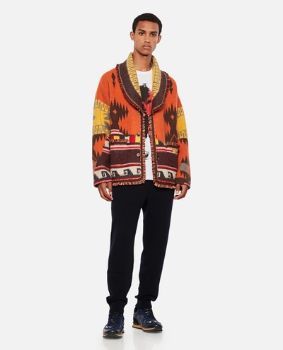 Shop Alanui Icon Over The Andes Cashmere Cardigan In Orange