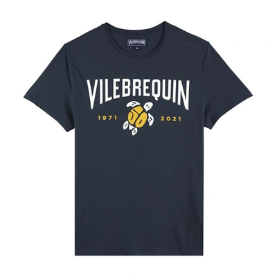 Shop Vilebrequin Cotton T-shirt Vbq 50 In Bleu Marine