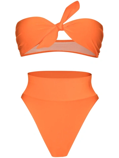 Shop Adriana Degreas Tie-detail High-rise Bikini Set In Orange