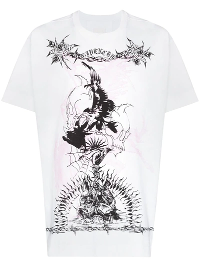 Shop Givenchy Gothic Print Crewneck T-shirt In White