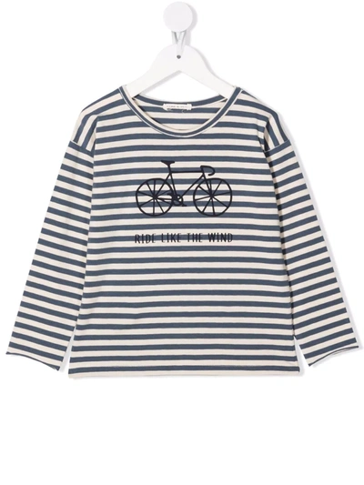 Shop Babe And Tess Striped Slogan-print T-shirt In Neutrals