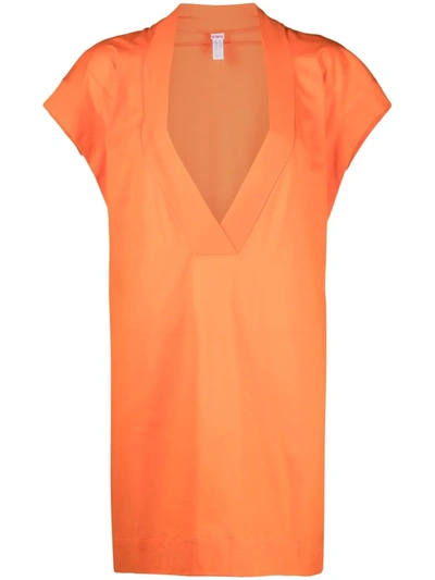 Shop Eres Reneé V-neck Cotton Mini Dress In Orange