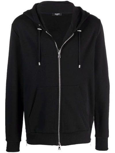 Shop Balmain Zipped Classic Sweatshirt In Black