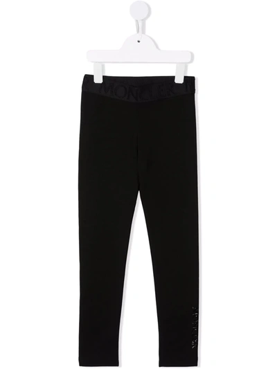 Shop Moncler Logo-waistband Leggings In Black
