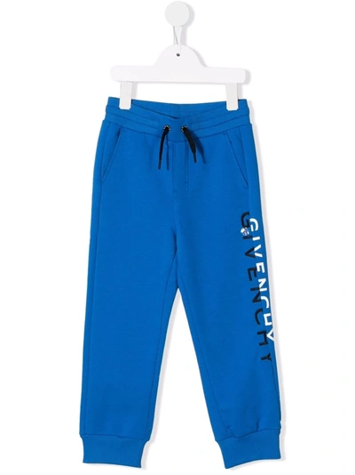 Shop Givenchy Logo-print Track Pants In Blue