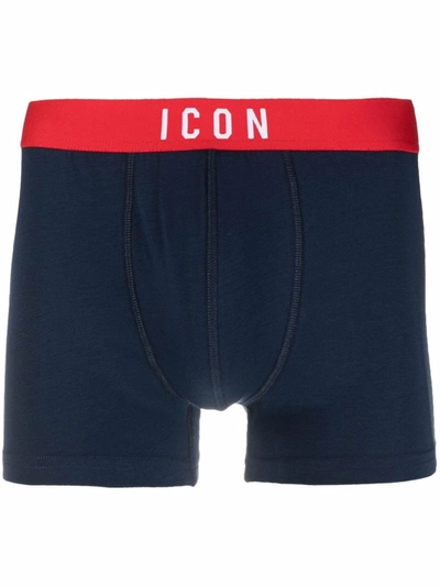 Shop Dsquared2 Icon Waistband Boxer Briefs In Blue