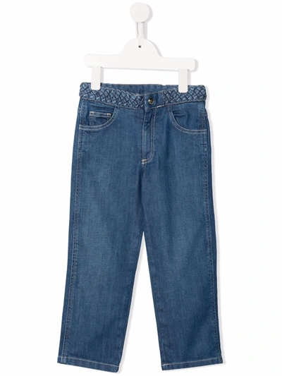 Shop Chloé Braided-waist Straight-leg Jeans In Blue