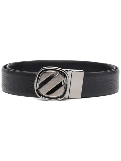 Shop Ermenegildo Zegna Leather Buckle Belt In Black