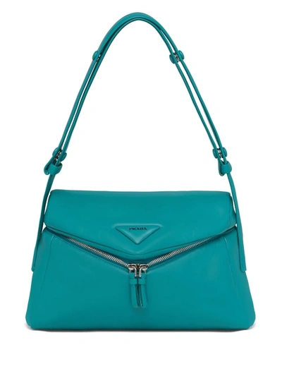 Shop Prada Triangle-logo Shoulder Bag In Blau
