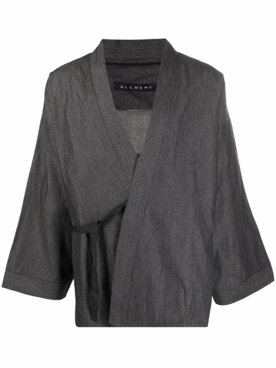 Shop Alchemy Tie-waist Kimono Jacket In Schwarz
